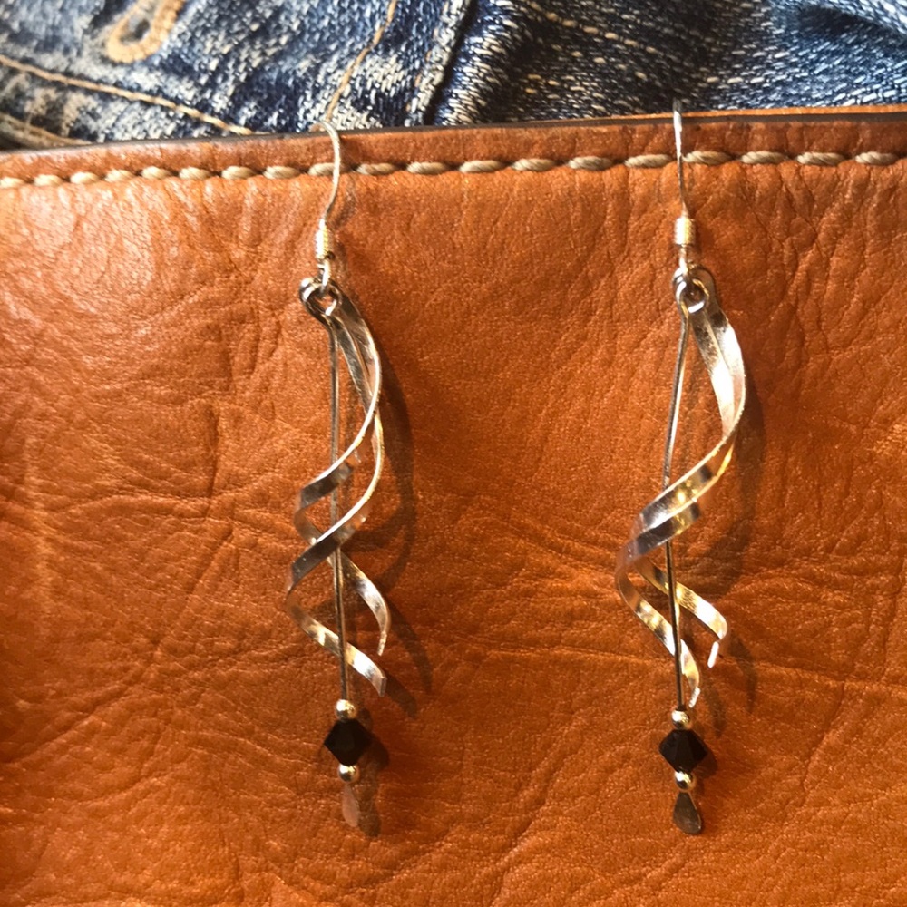 Sterling silver & black onyx bead earrings